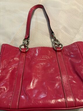 Coach Patent Leather Shoulder Tote in Hot Pink